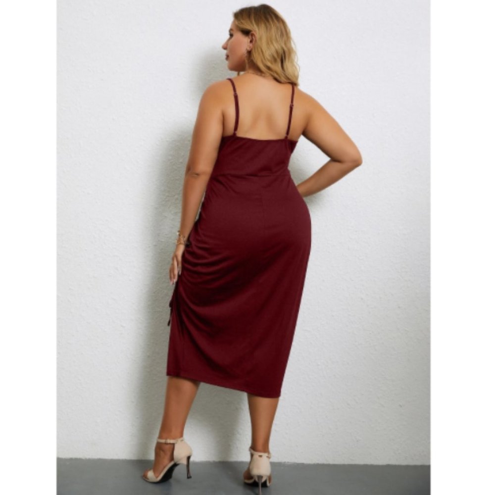 Plus Drawstring Front Split Thigh Cami Dress – Bu… - image 2